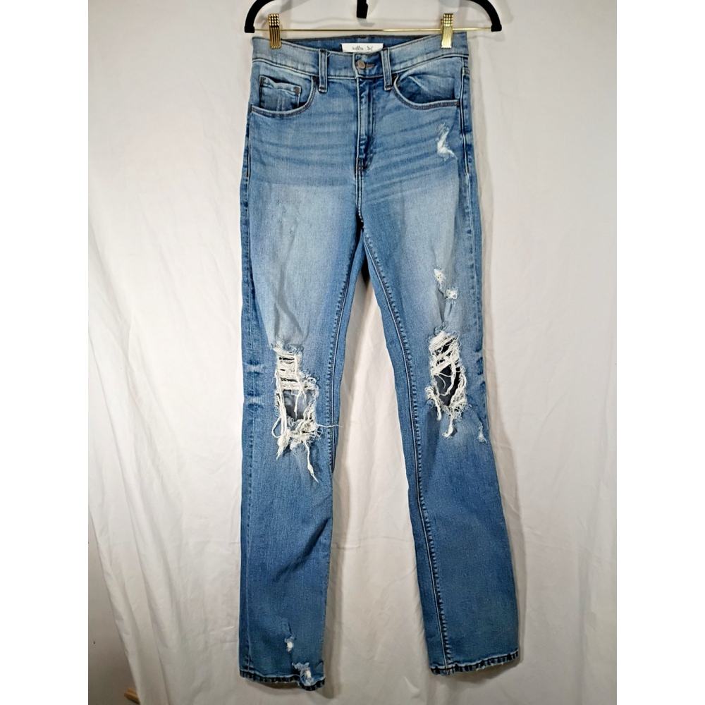 Willow & Root Size 25 High Rise Skinny Jeans Distressed Light Wash Denim - Picture 2 of 9